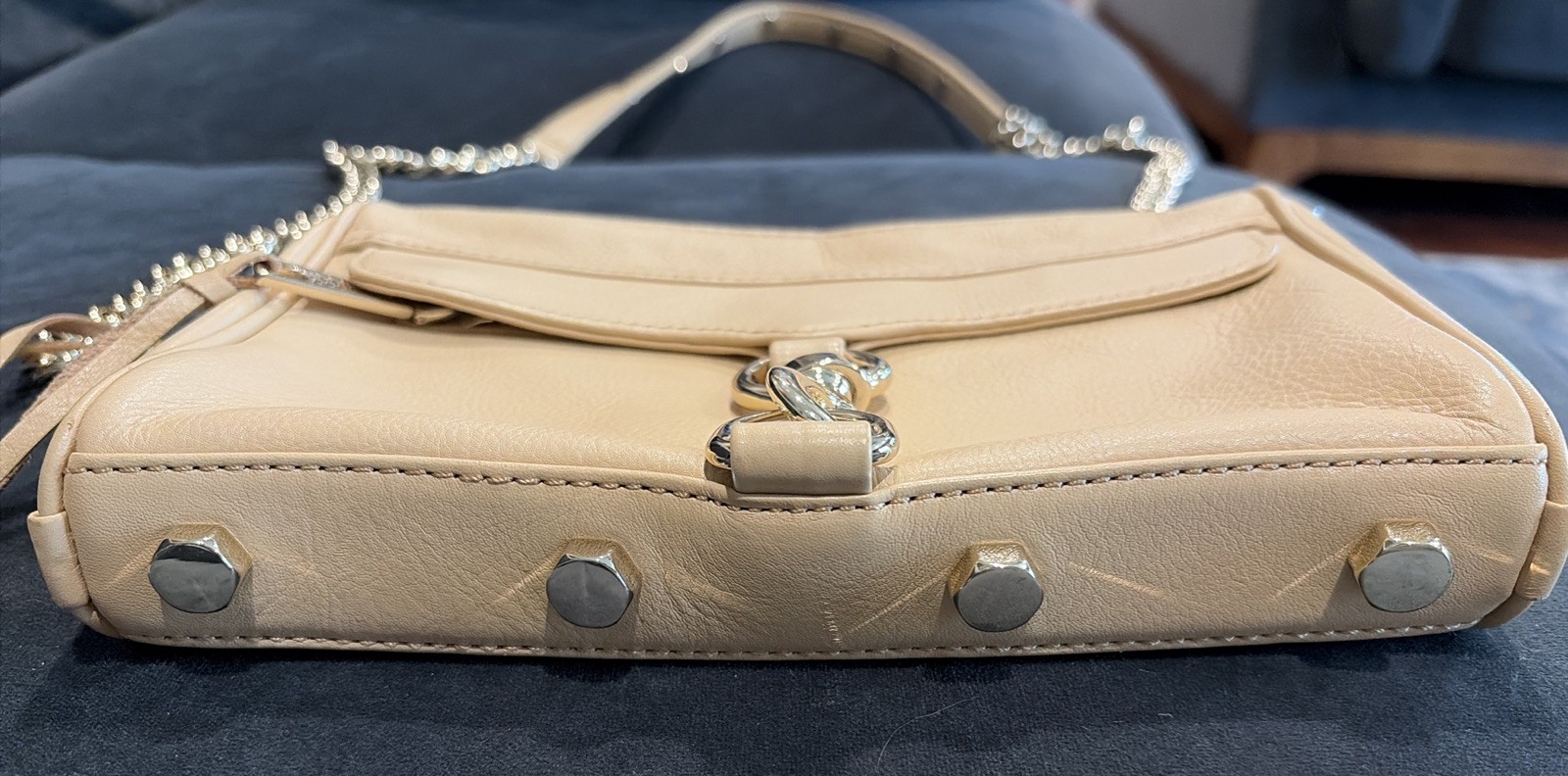 REBECCA MINKOFF MINI MAC NUDE CROSSBODY Leather Handbag PURSE Chain Strap