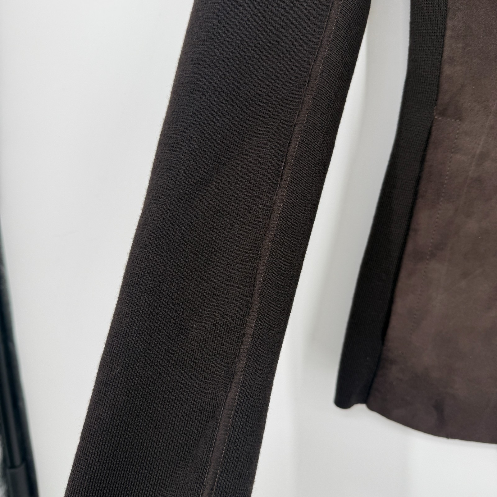MAX MARA Double Breasted Blazer Suede Goatskin Leather Chocolate Brown Size 4