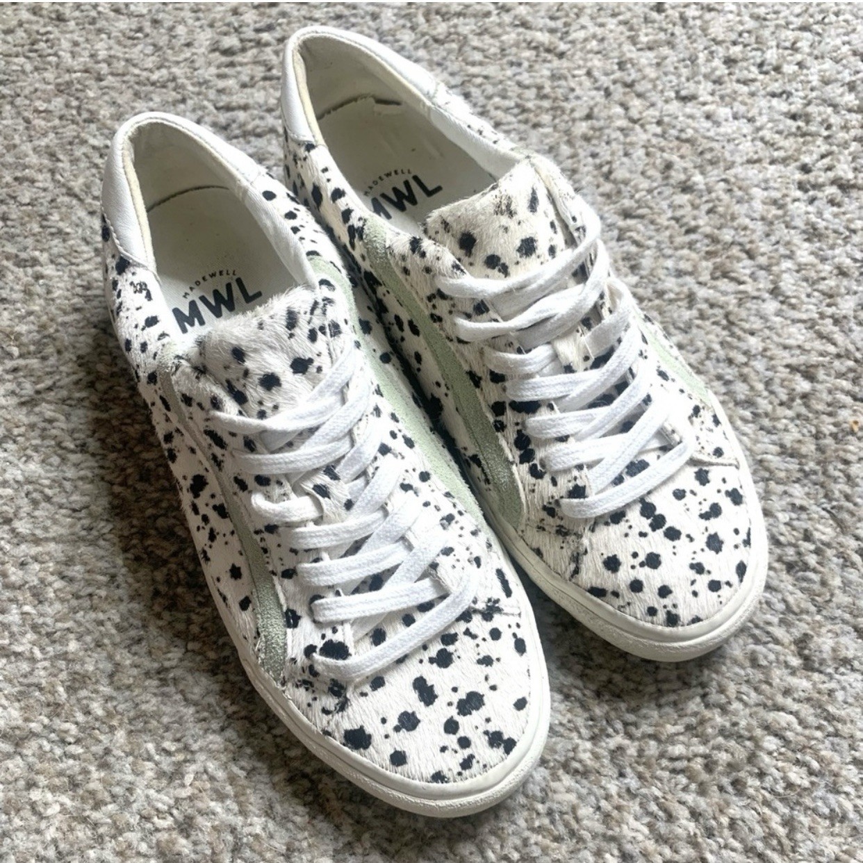 Madewell Sidewalk Low-Top Sneakers in Spatter-Painted Calf Hair Woman’s Sz 7M