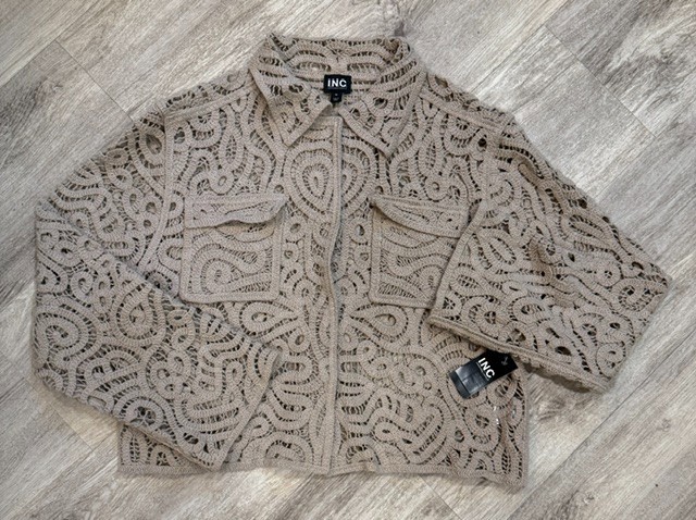 I.N.C. International Concepts Collared Crochet Sweater Jacket XL BRAND NEW!