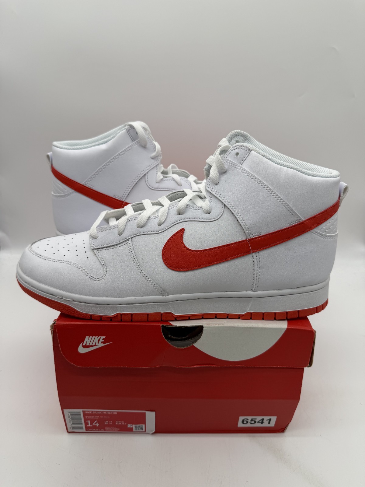 Size 14 – Nike Dunk High White Picante Red (Brand New)