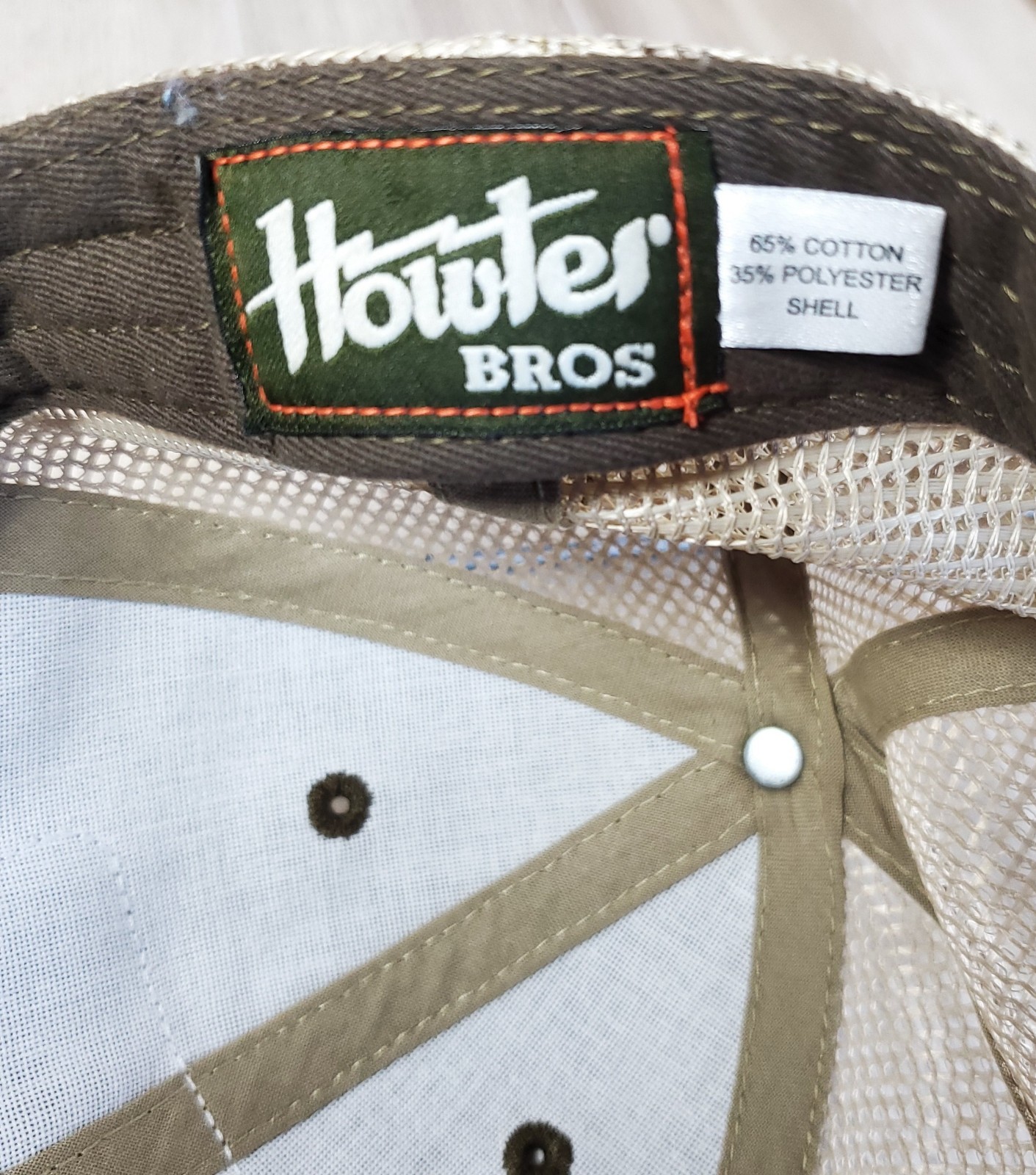 Howler Bros Logo Patch Trucker Snapback Hat Cap Tan Outdoors Fishing Adjustable