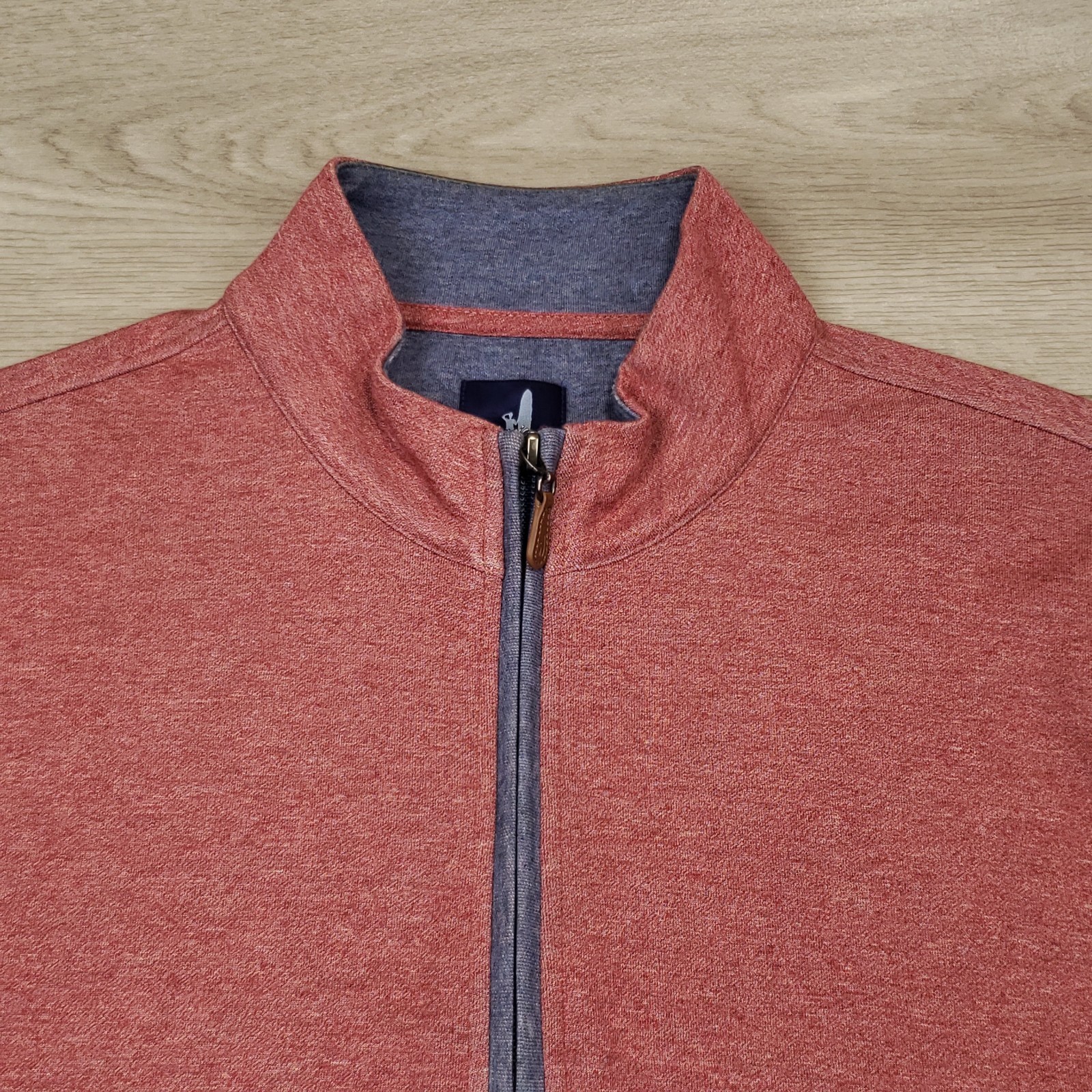 Johnnie-O Sully 1/4 Zip Pullover Men Medium Red Mock Neck Long Sleeve Cotton Bld