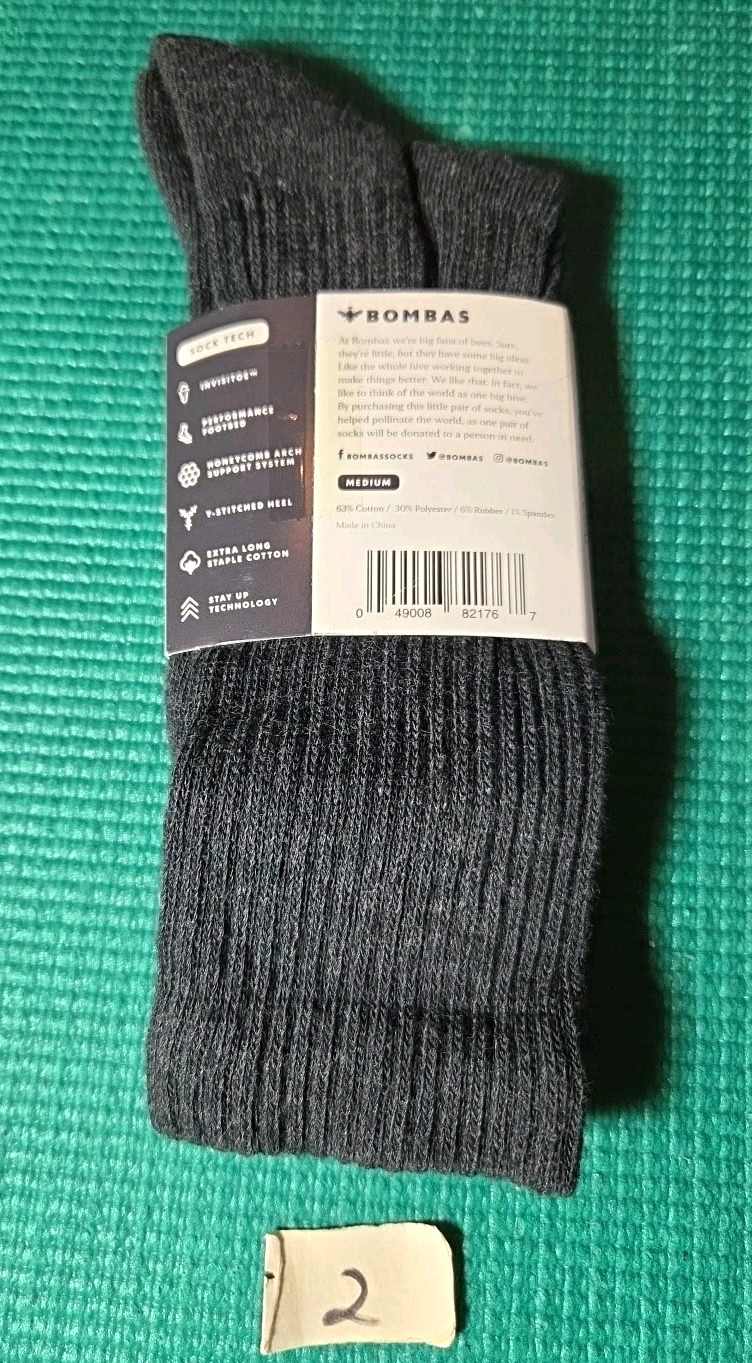 YOUR CHOICE Adults Sz Medium Black, Gray Midweight Calf/Crew Sock OR Merino Wool