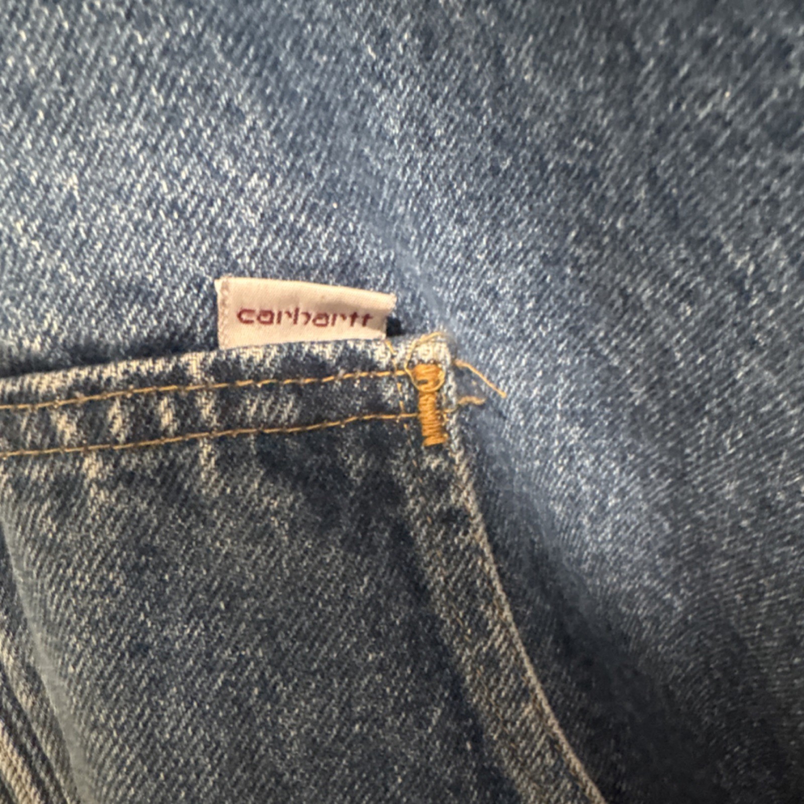 Vintage Carhartt 100 Years 1889-1989 1980s Blue Denim Hooded Jacket Plaid Lining