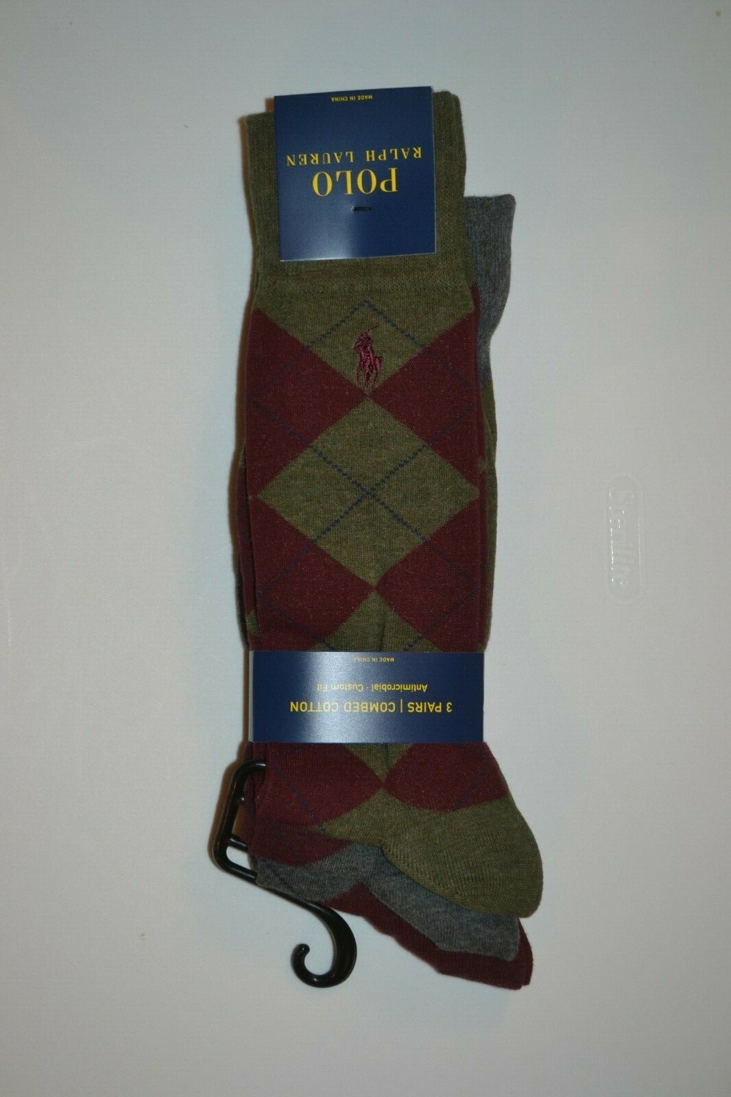 Polo Ralph Lauren Argyle Crew Custom Fit Dress Socks Men’s Sock Size: 10-13 NIP!