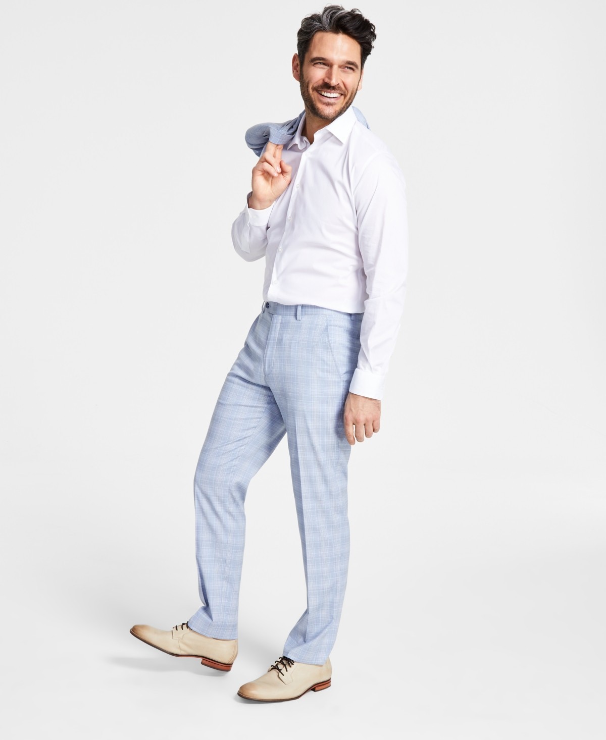 $135. Alfani Men’s Slim Fit Stretch Solid Suit Pants Blue Plaid 30W x 30L