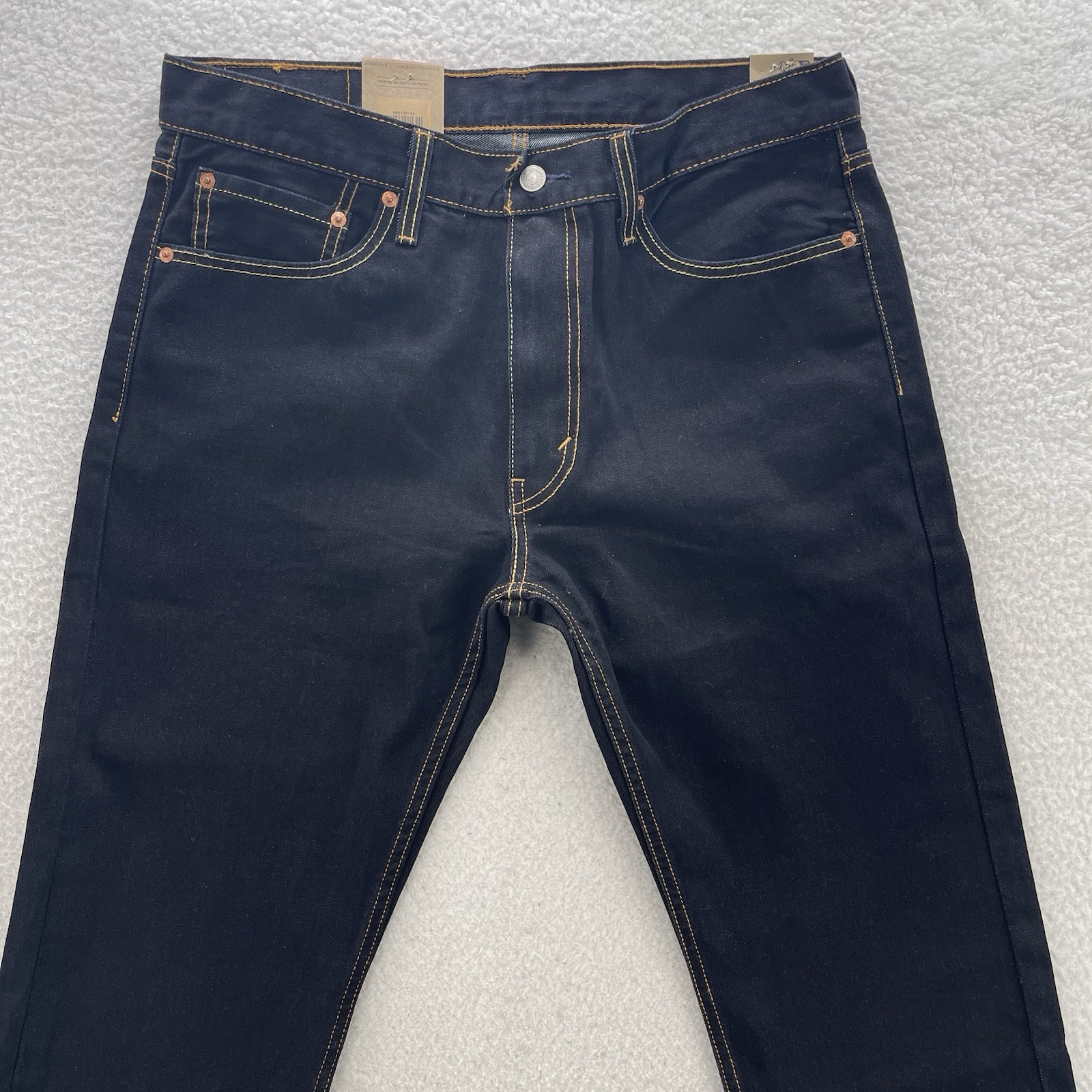 Levis 513 Jeans Mens 34×32 Black Blue Slim Straight Dark Wash Preppy Grunge NEW