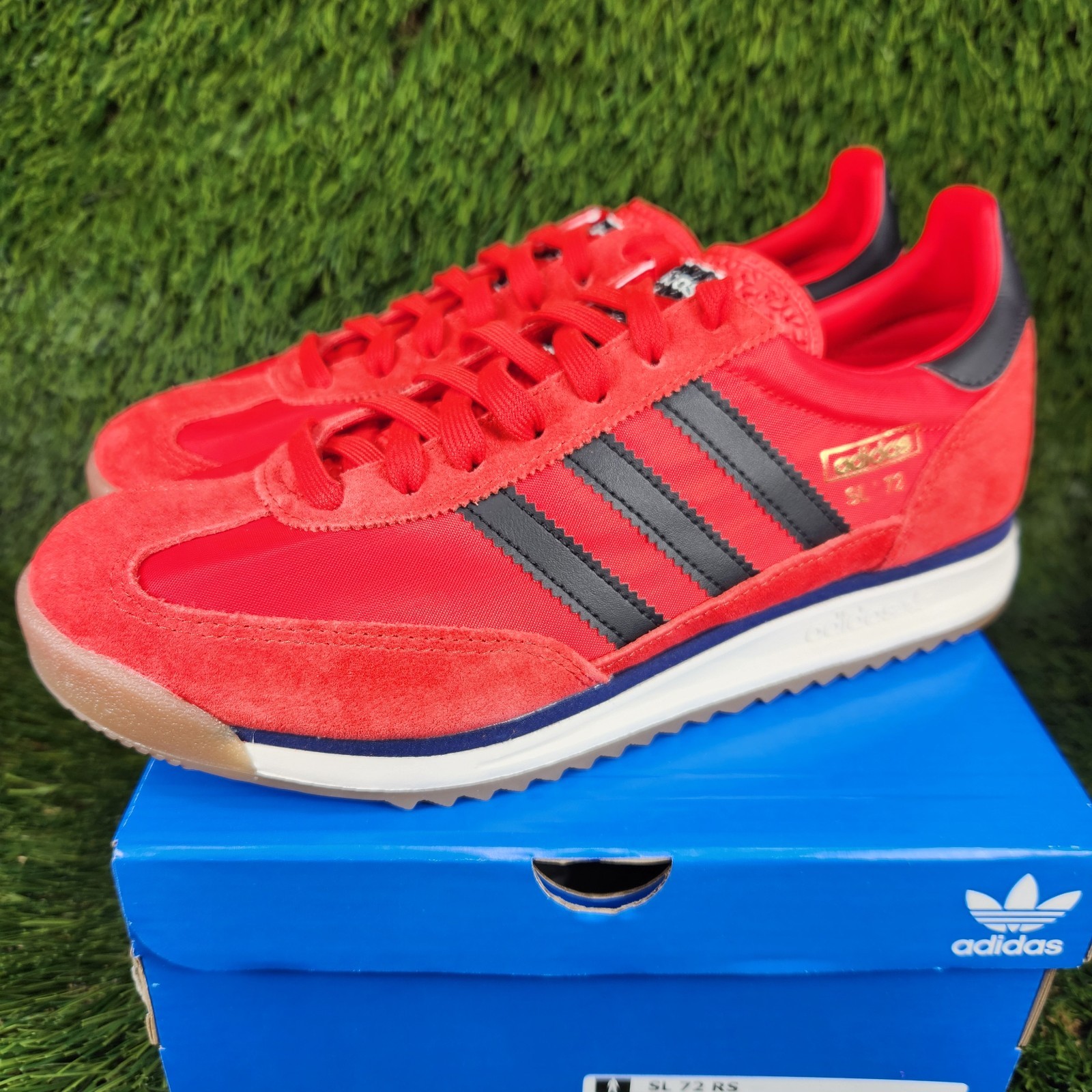Adidas SL 72 RS Mens Red Black White Blue Gum Bottom Sneaker Originals JR8786