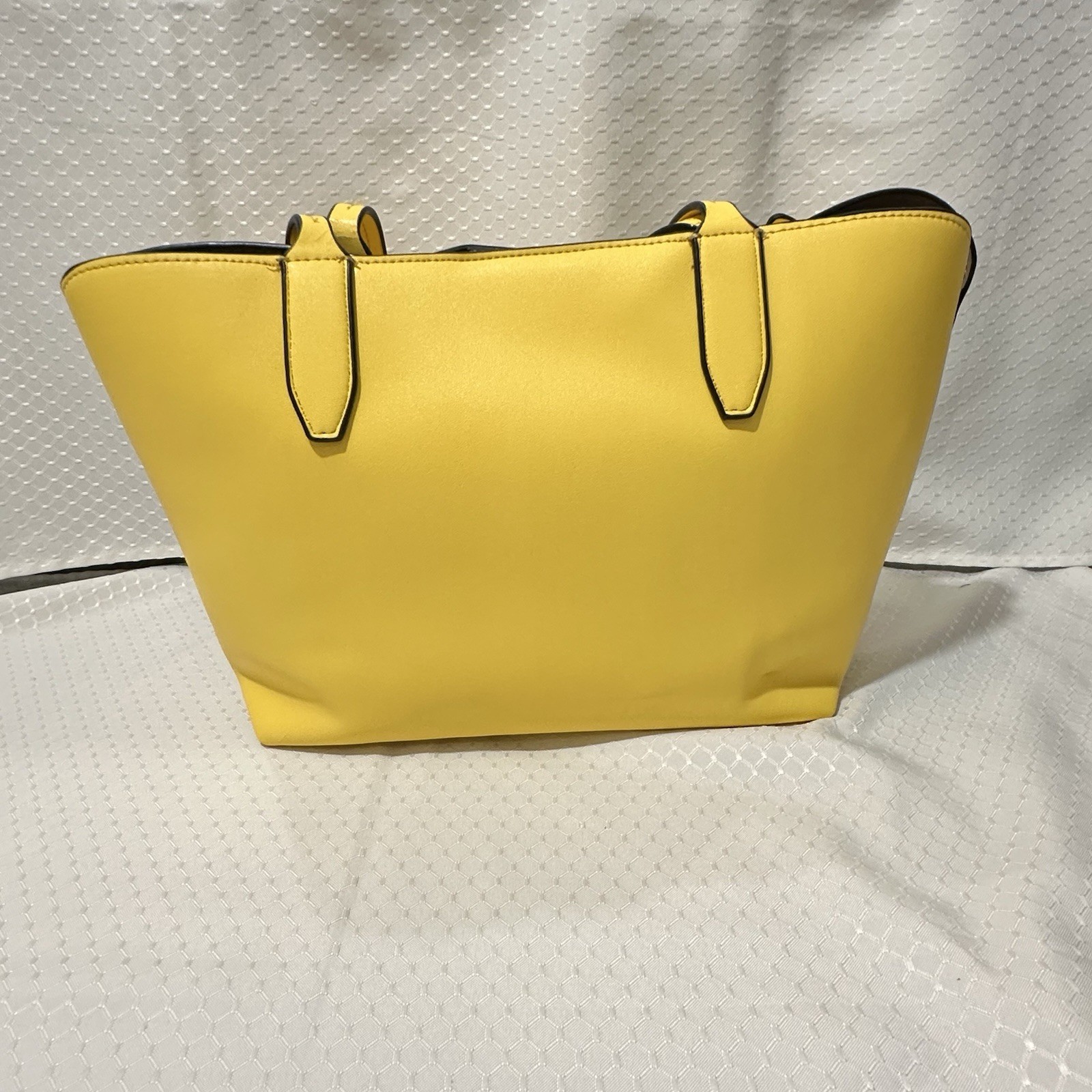 Yellow Butterfly Applique Purse, Double Handles, snap closure, Inside Pockets