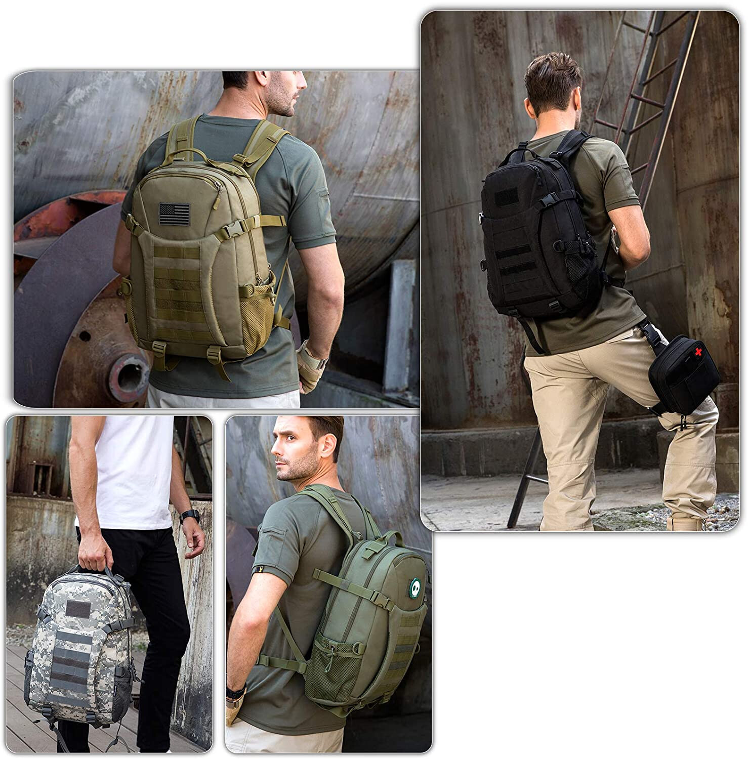 Tactical Backpack for Men Hiking Day Pack Molle Military Rucksack Waterproof 28L