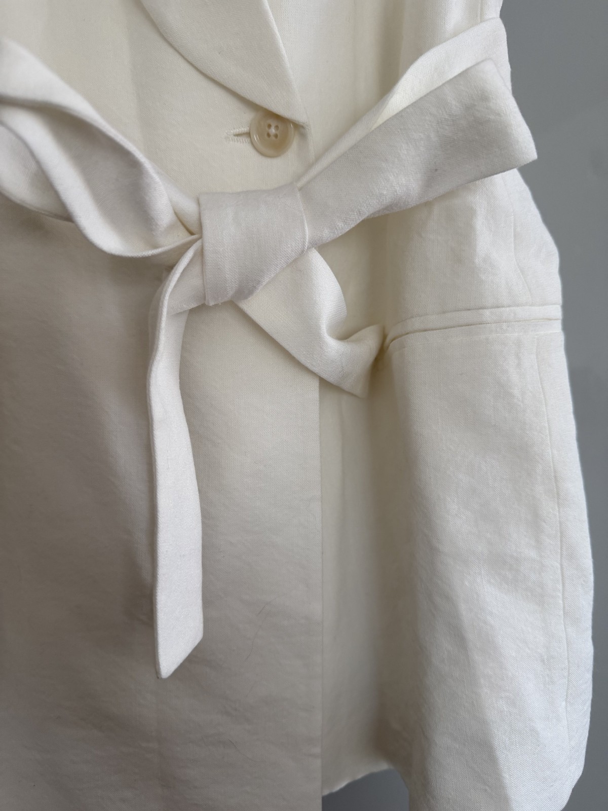Massimo Dutti Linen Blazer Belted Dress White Sleeveless EU 36 US 4 Womens
