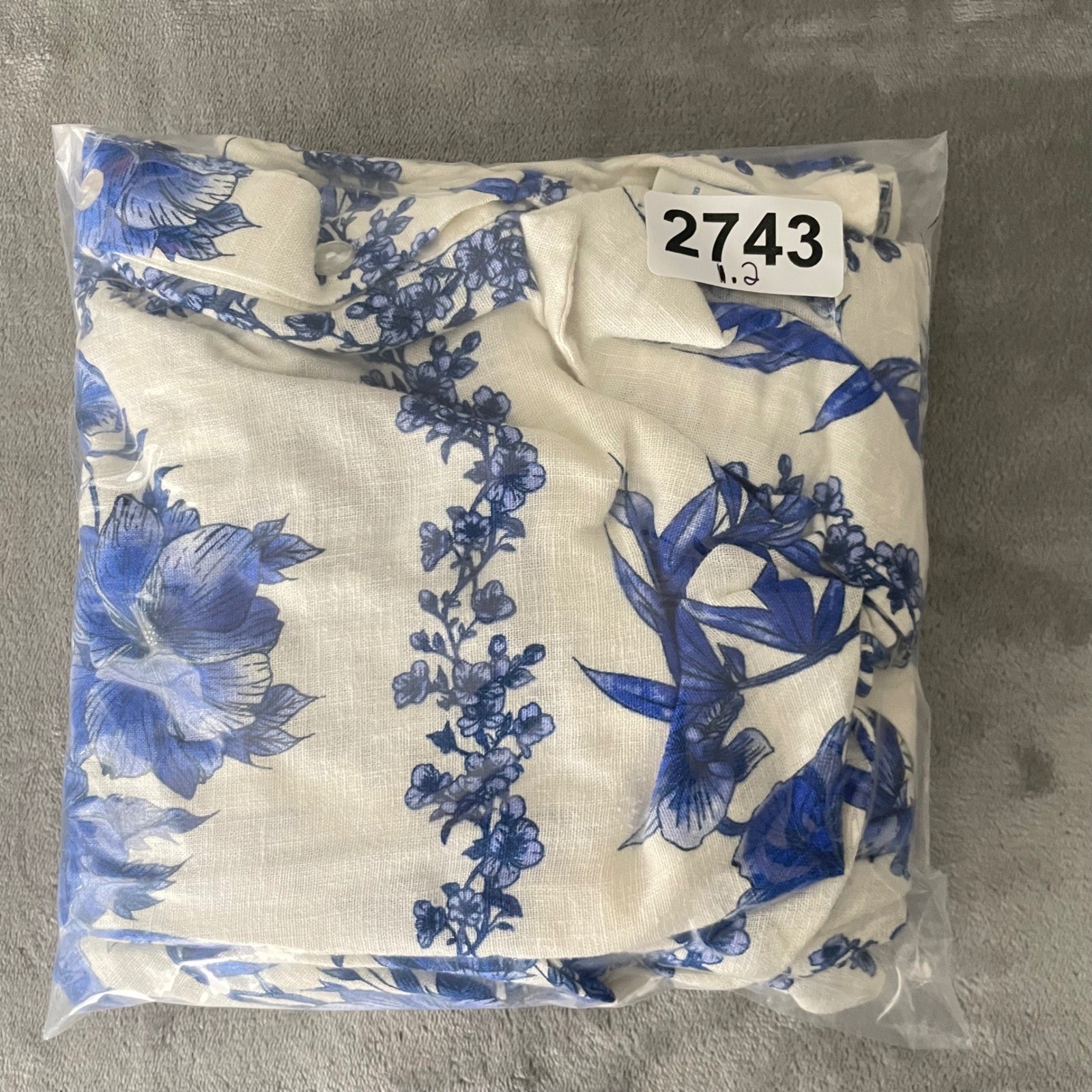 Calypso St Barth Shirt Dress Womens L Blue Floral Linen Tiered Belted Mini NWT