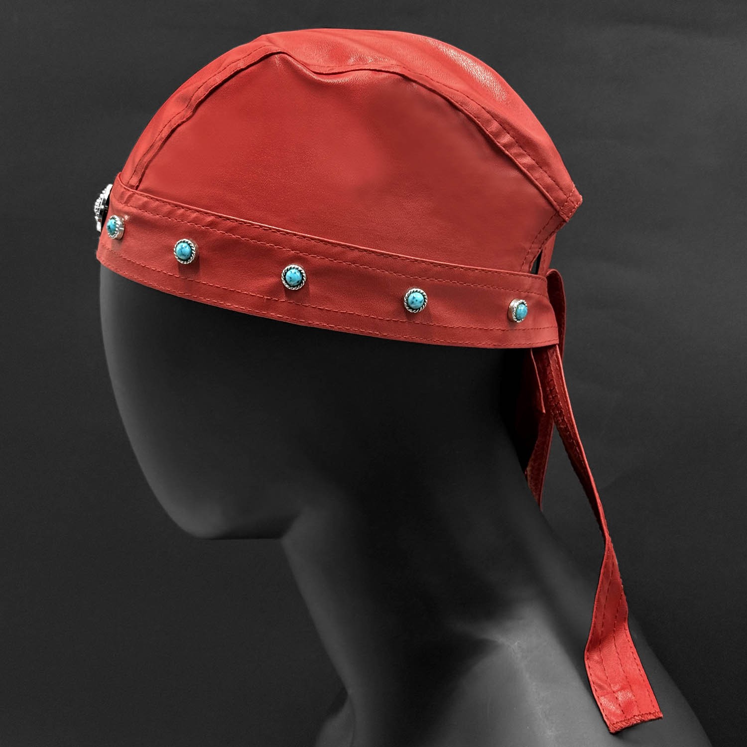 Punk Cycling Bandana Doo Rags Skull Cap Motorcycle Biker Leather Cap Red