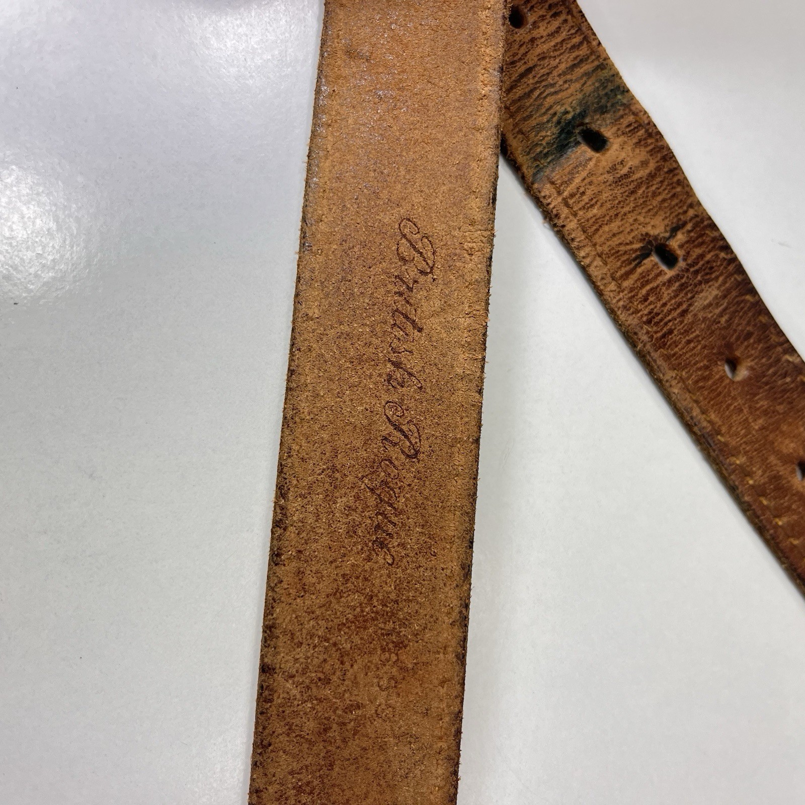 British Rogue Vintage Brown Steerhide Saddle Leather Belt – Men’s Size 38