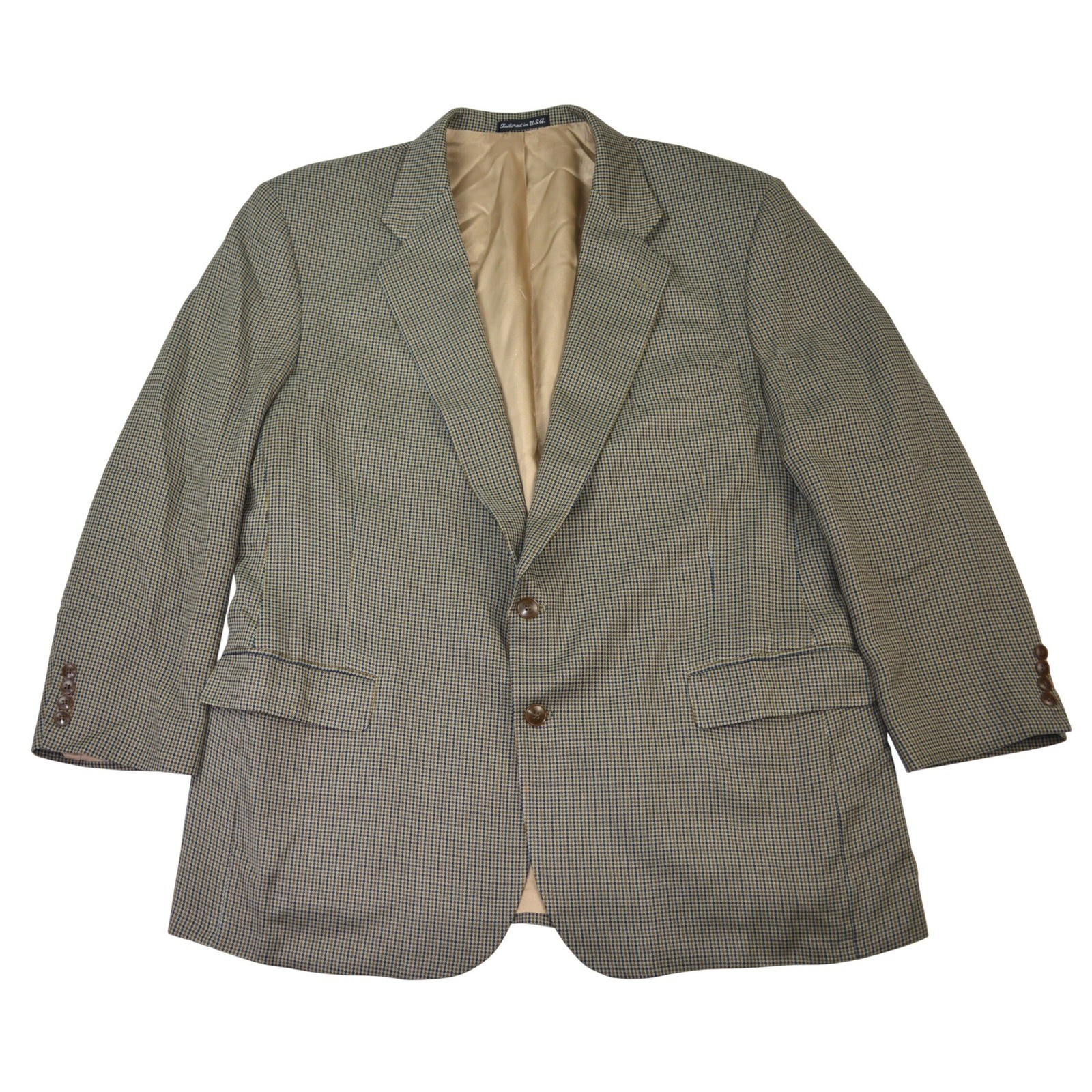 Stanley Blacker Mens 48R Blazer Sport Coat Houndstooth Wool Blend Tailored USA