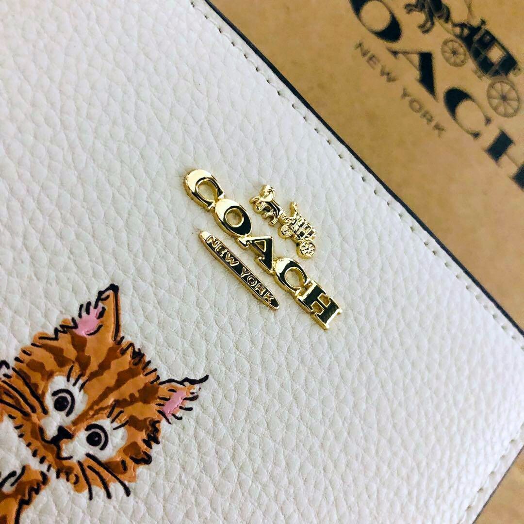COACH Snap Wallet & Card holder With Dancing Kitten Cat CC472 Outlet Japan New