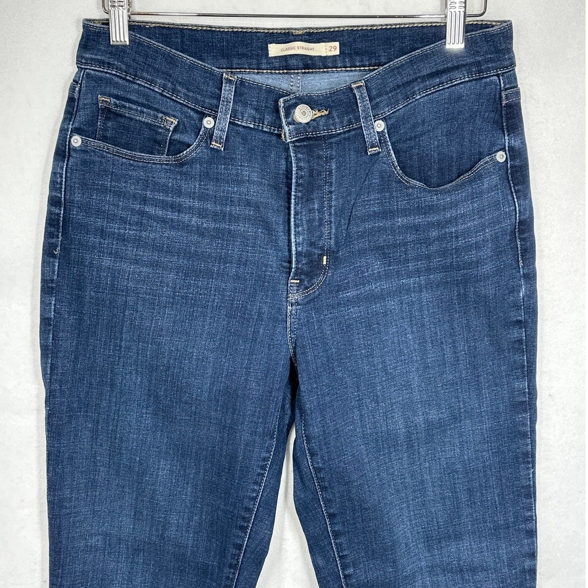 Levi’s 505 Classic Straight Leg Jeans Womens Sz 8L Mid Rise Denim Long Tall
