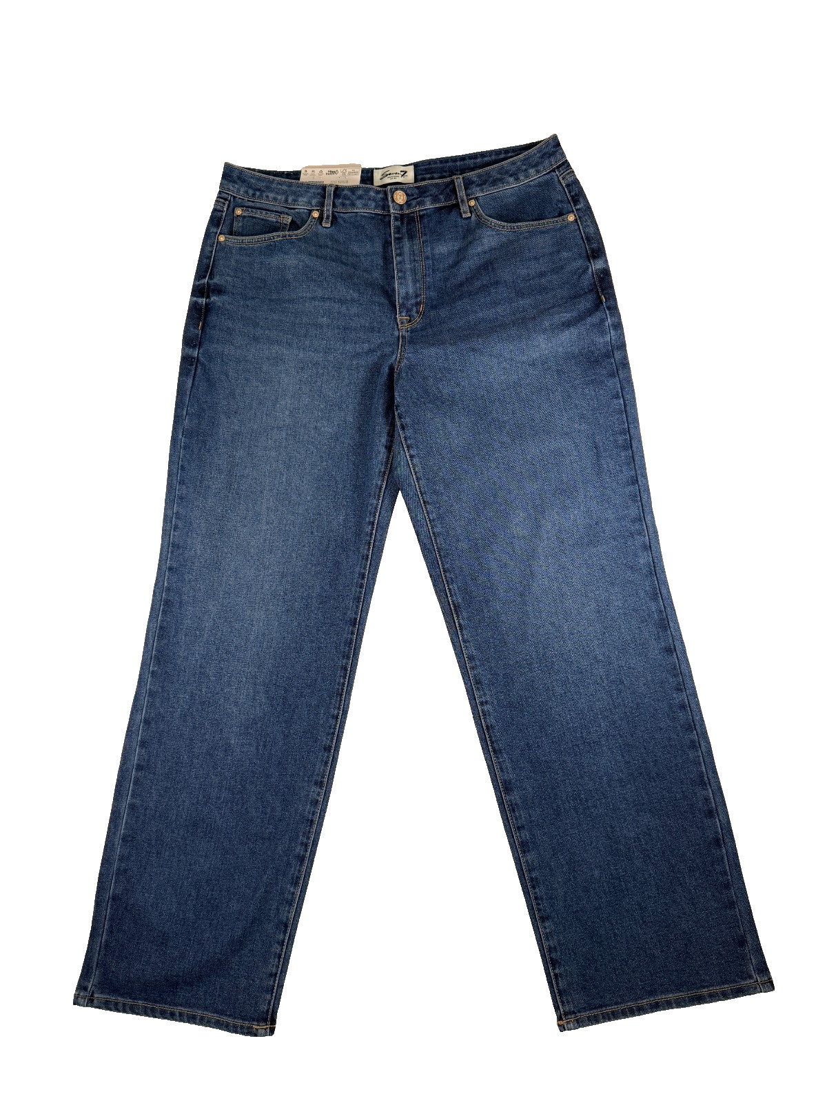 Seven7 Loose Straight Jeans Women’s 12 High Rise Medium Wash Confident NWT