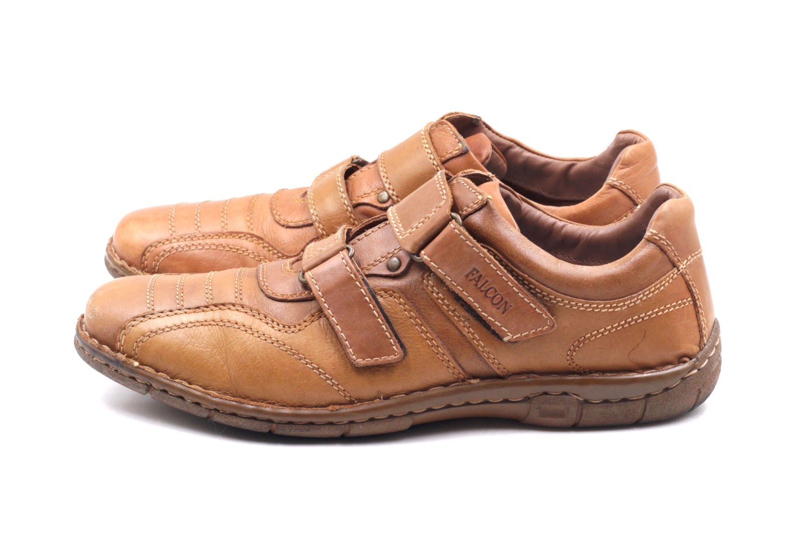 BAMA Mens Comfort Loafers EU 45 UK 11 Light Brown Genuine Leather Hook & Loop Fastening