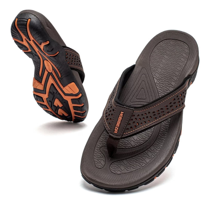 HOBIBEAR Mens Thong Sandals Arch Support Indoor and Outdoor 2145977194