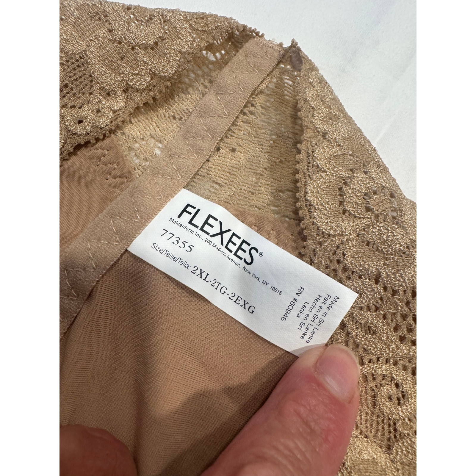 Flexees Maidenform Shapewear Thigh Slimmer Lace Trim Sz 2XL Tan NWT 405 291