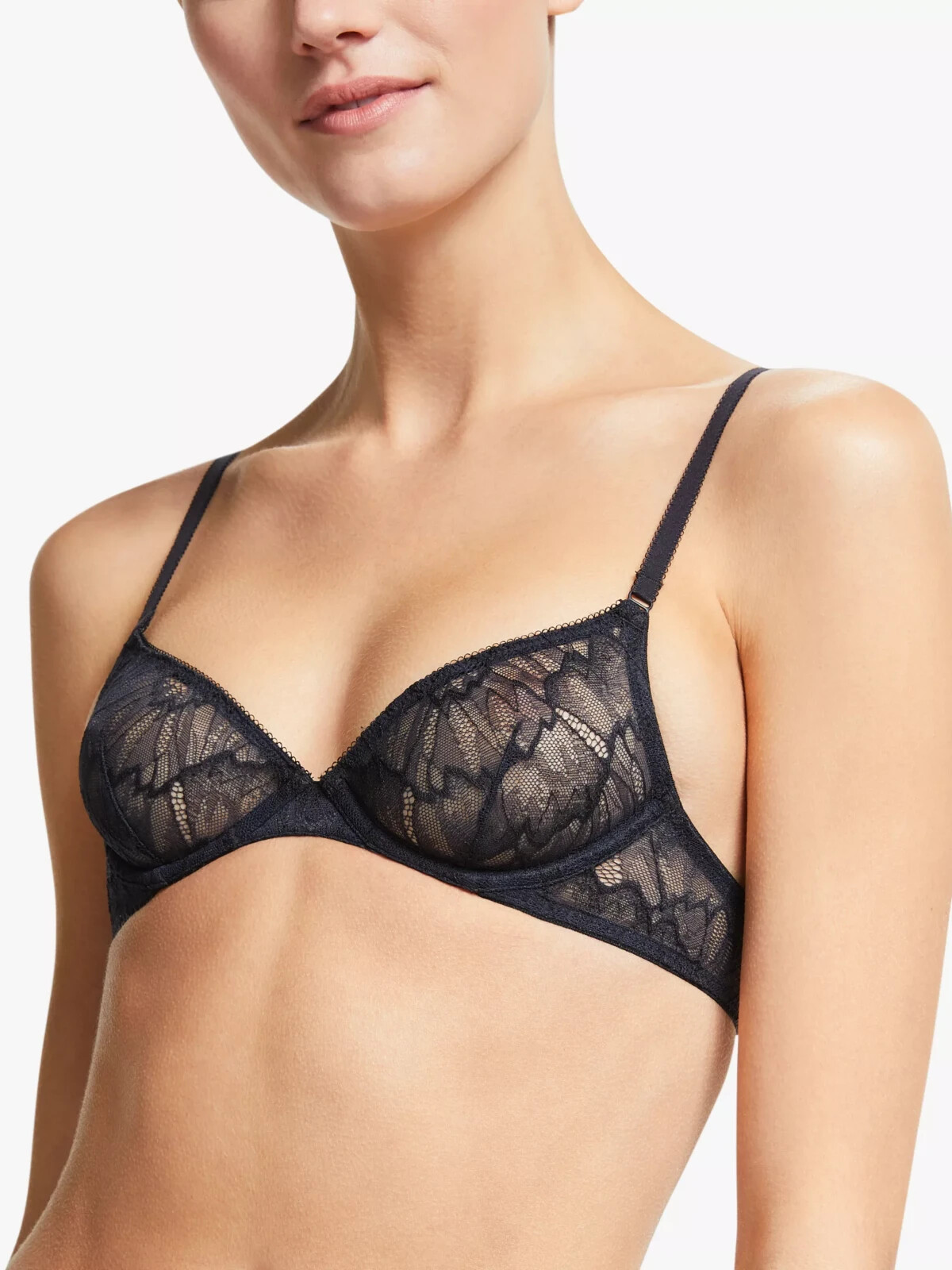 T-Shirt Bra Gentle Support Selma Lace Teen First Bra Black Size 32B John Lewis