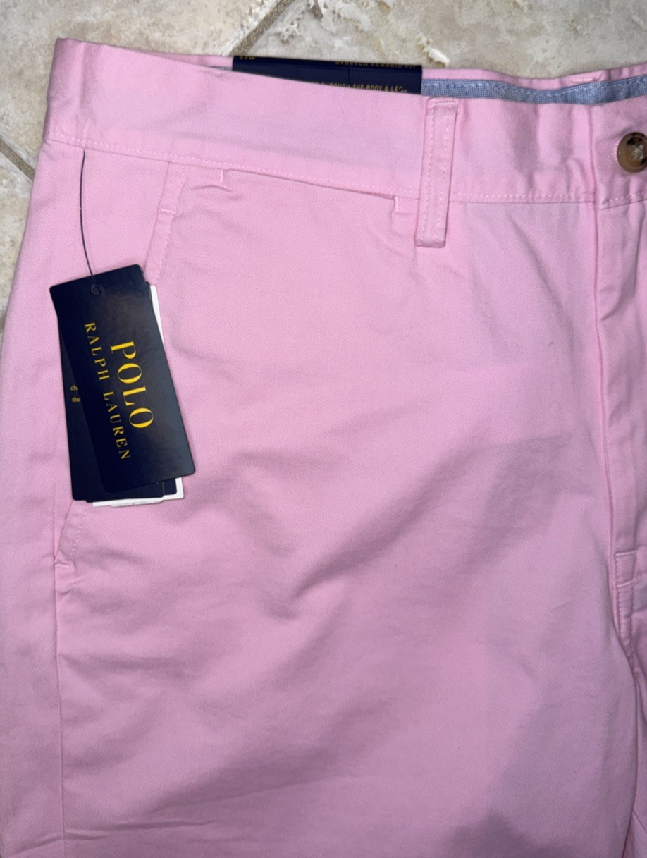 Polo Ralph Lauren Mens 33 Stretch Classic Fit 7″ Shorts Pink w/ Blue Pony NWT