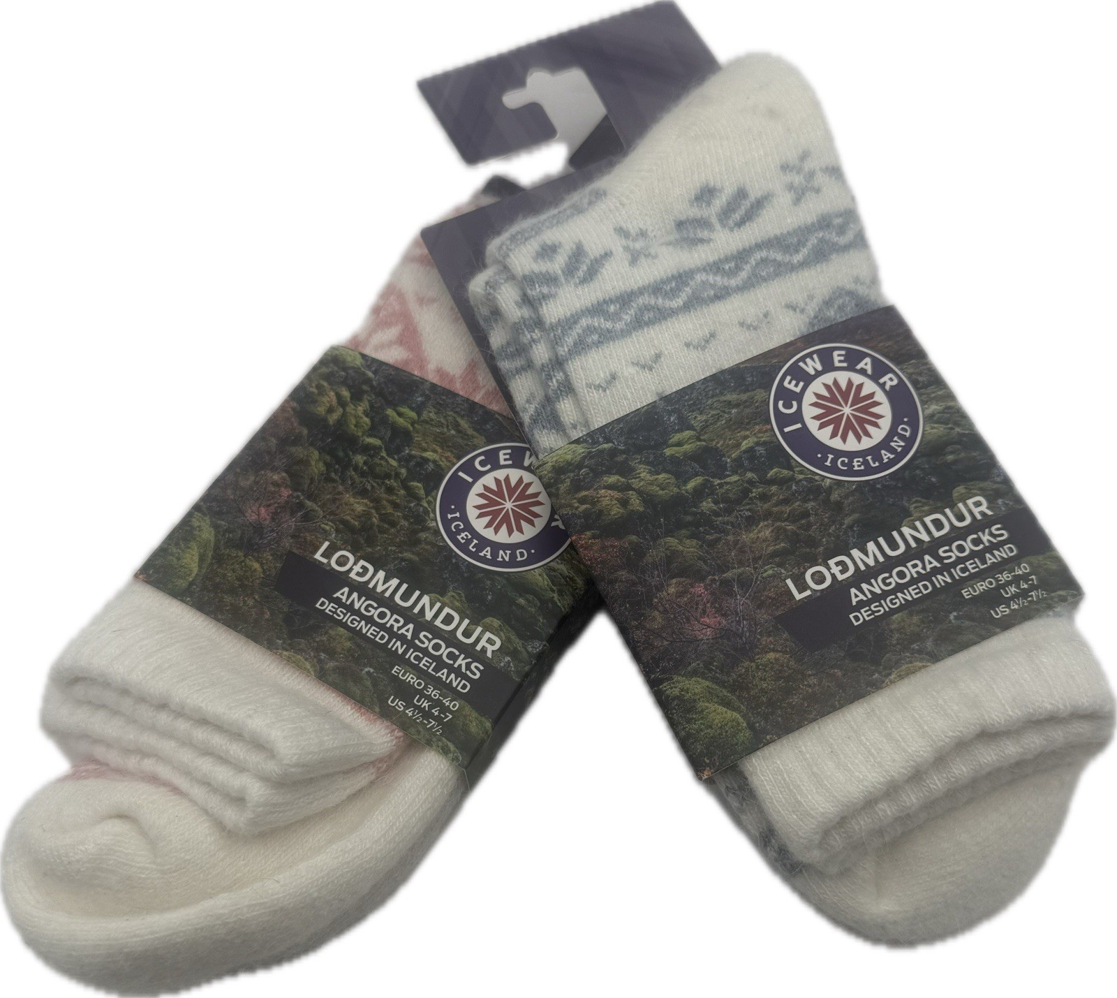 Icewear Angora Socks Lodmundur US 4 1/2 – 7 1/2 Designed In Iceland 2 Pairs New