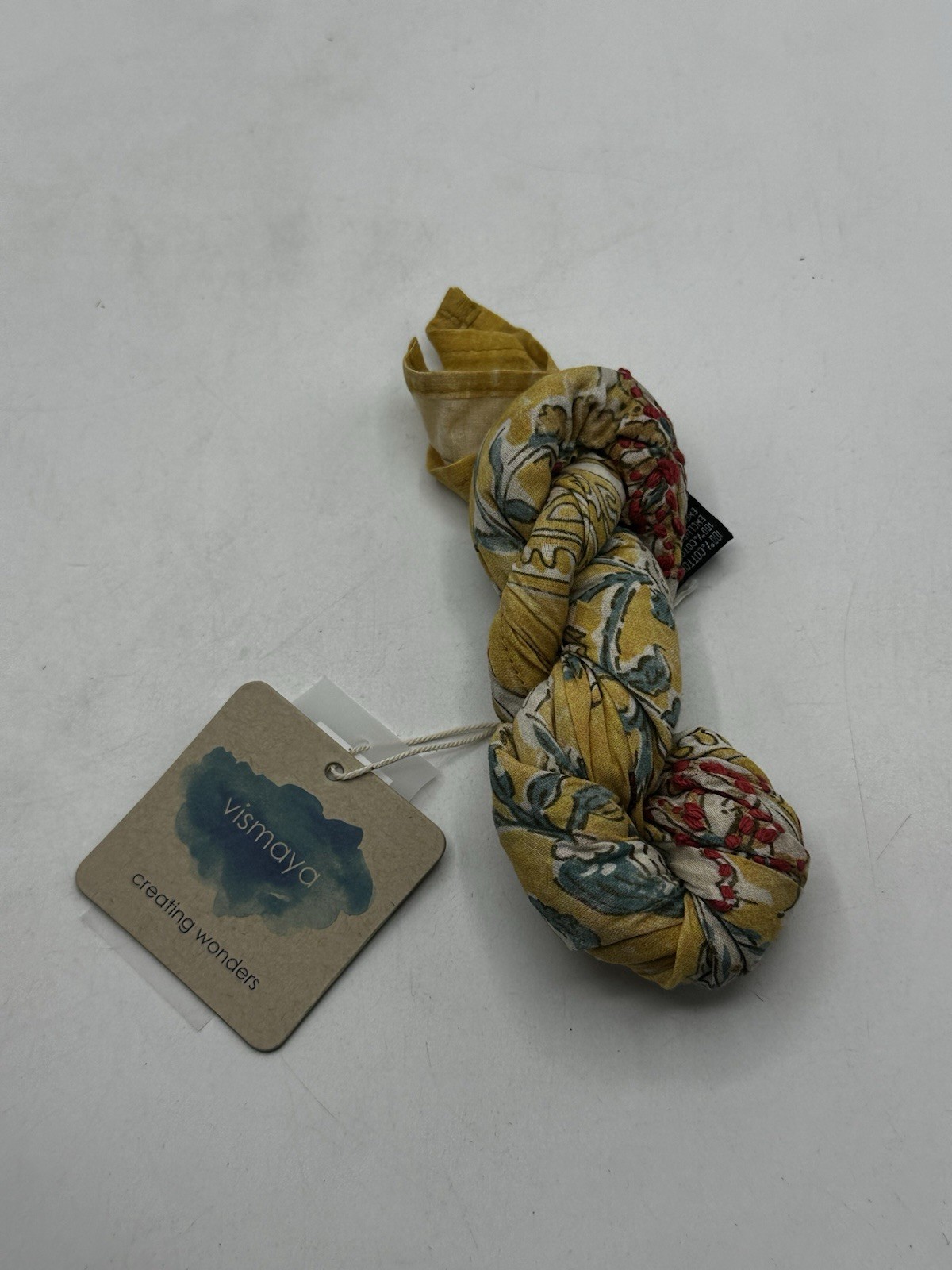 Vismaya Floral Cotton Head Scarf Wrap Bandana Yellow One Size Made In India