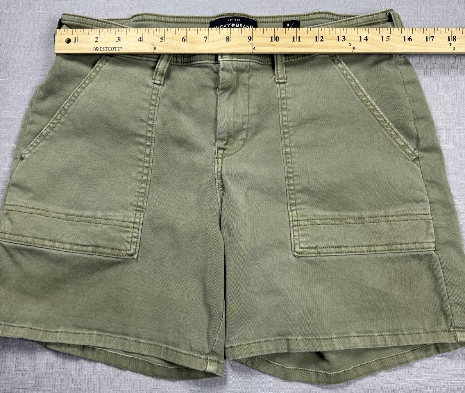Lucky Brand Ava Short Shorts Womens 8/29 Green Twill Utility Pockets Summer