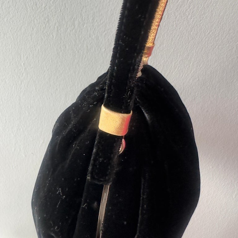 Dolce & Gabbana Black Velvet Evening Bag with Jewelry Closure, 1990s