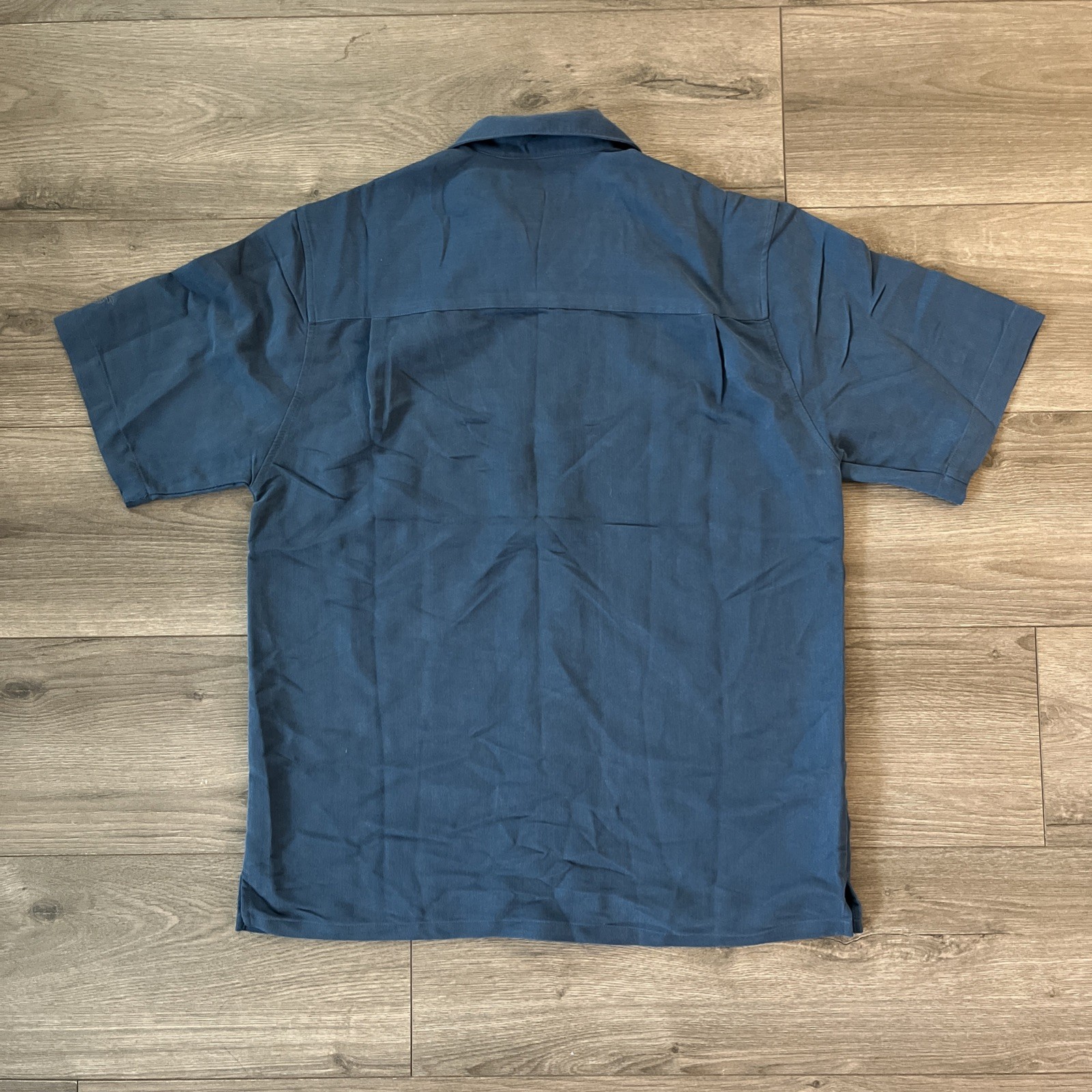 Cubavera Mens S Button Up Short Sleeve Shirt Blue Embroidered