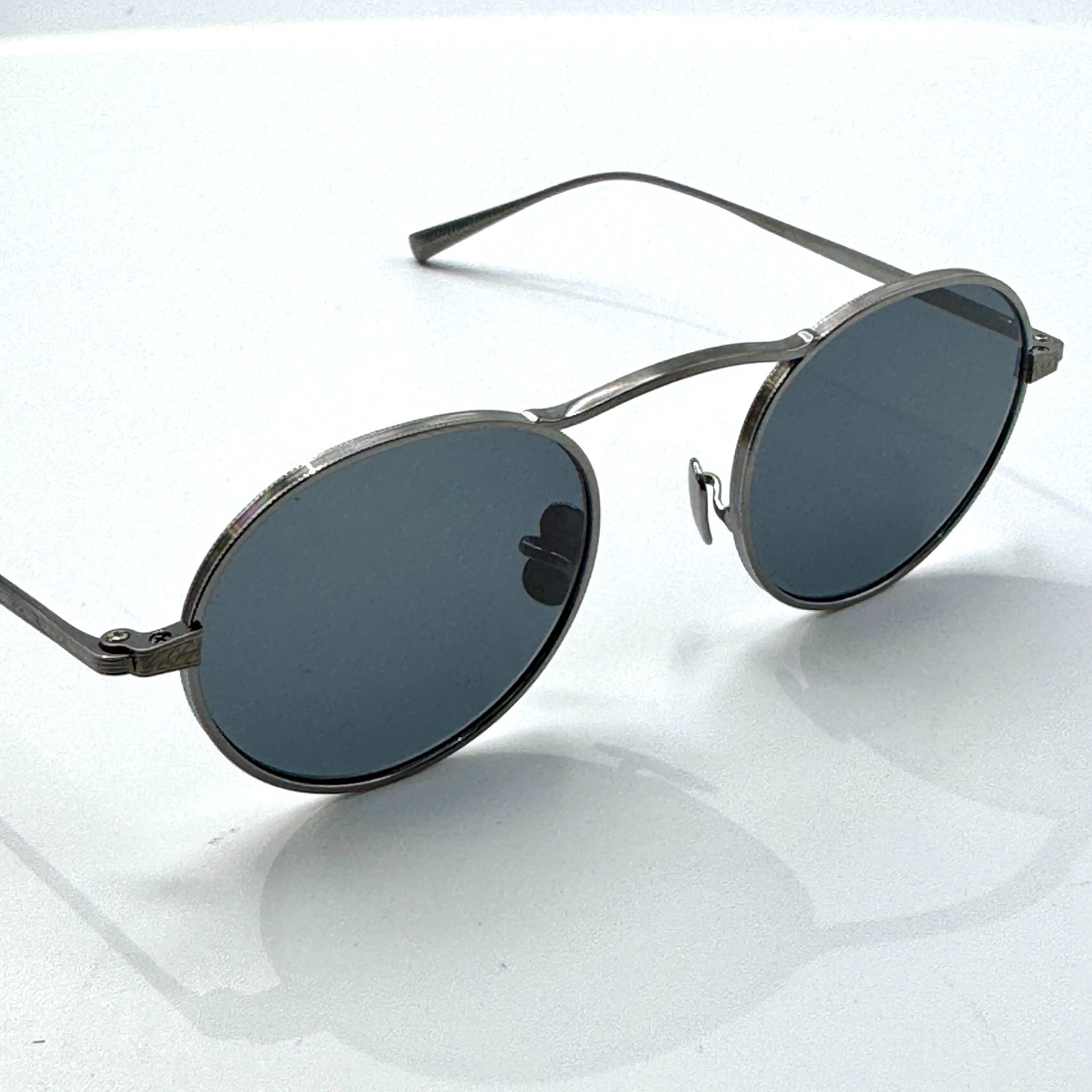 Eyevan Sunglasses Safari-E Pewter Round Frame Black Lens 46-21-145 New Authentic