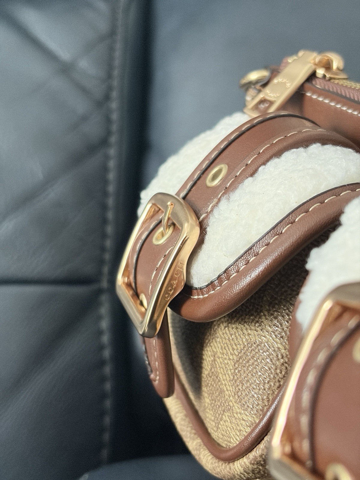 COACH Ashton Baguette Bag In Signature Canvas Tan/Natural CY658 NEW