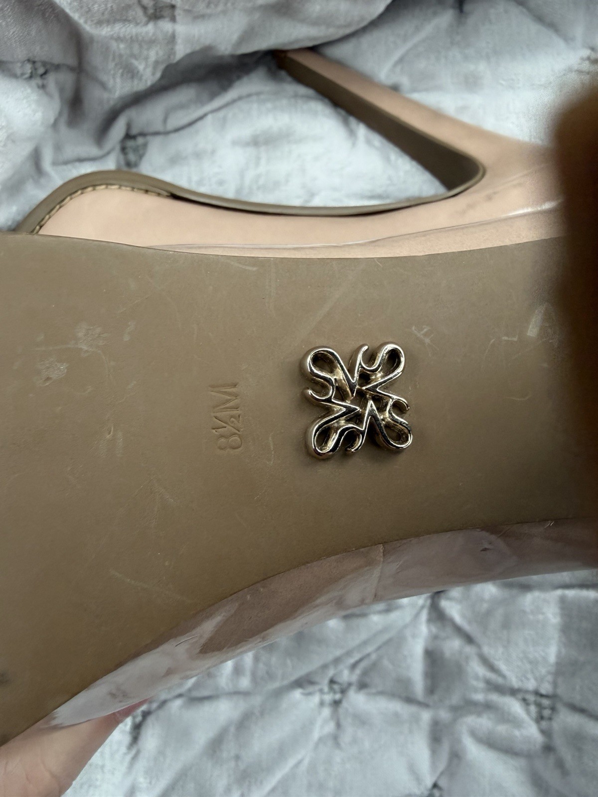 Simply Vera Vera Wang Beige Patent Leather Stiletto Square Toe Pumps 8.5