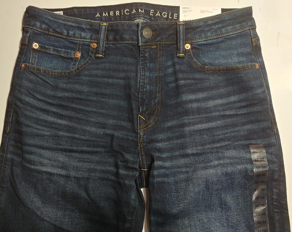NWT American Eagle Men’s AirFlex+ Original Straight Darkness Jeans【34 x 34】G249
