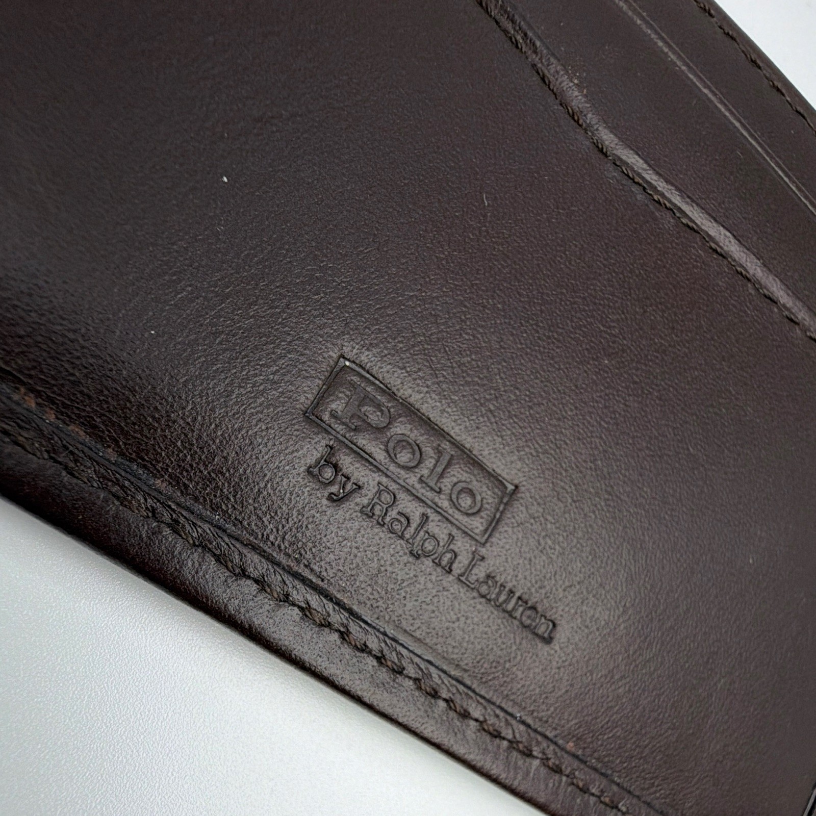 NWT Polo Ralph Lauren Western Bear Leather Card Holder Wallet Brown MSRP $125