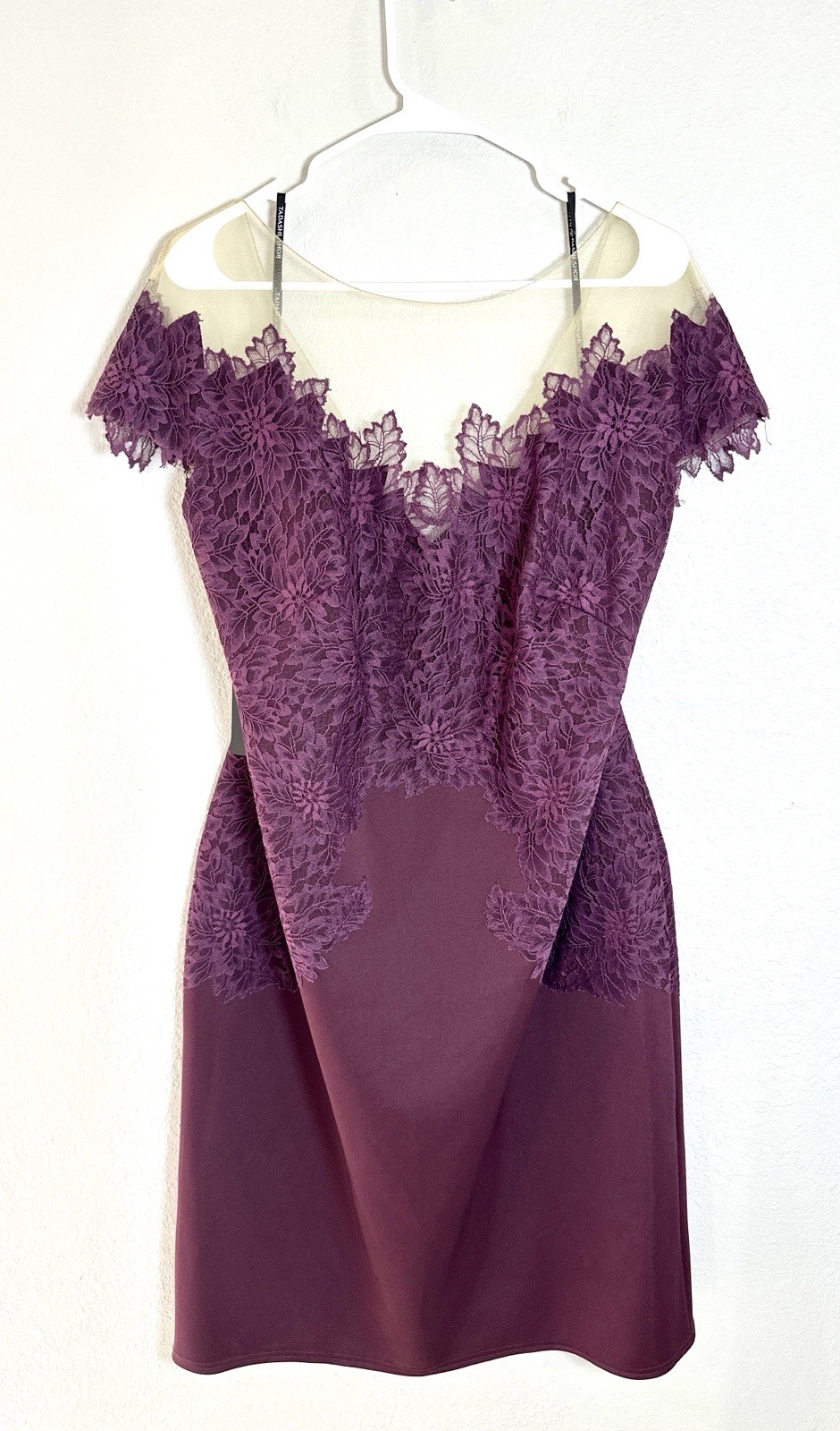 NWT Tadashi Shoji Olivine Lace Neoprene Cocktail Dress Plus Size 20Q Plum Purple