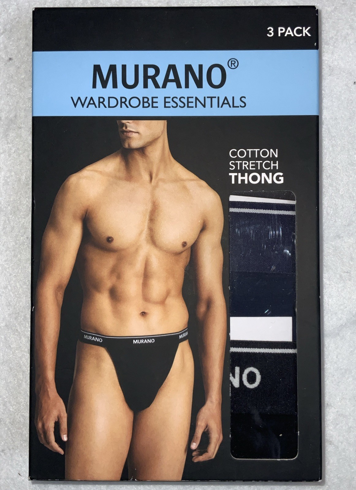 Murano Wardrobe Essentials Men’s 3 Pack Cotton Stretch Thong Size Medium(32-34)