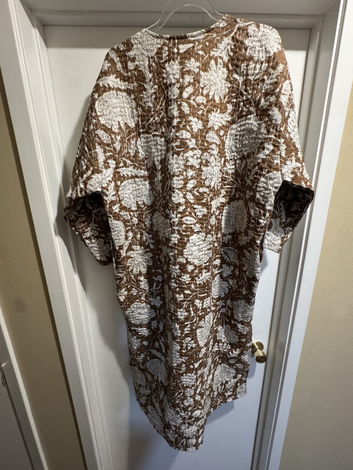 Raj Reversible Quilted Floral Open Front Long Kimono Jacket One Size