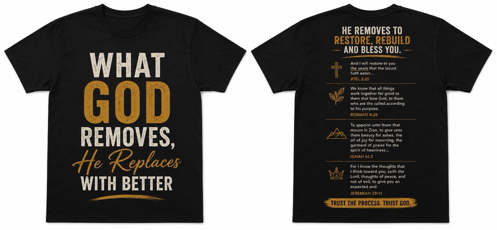 Men’s XL Black Cotton Crew Neck Short Sleeve Religious Graphic Quote T-Shirt
