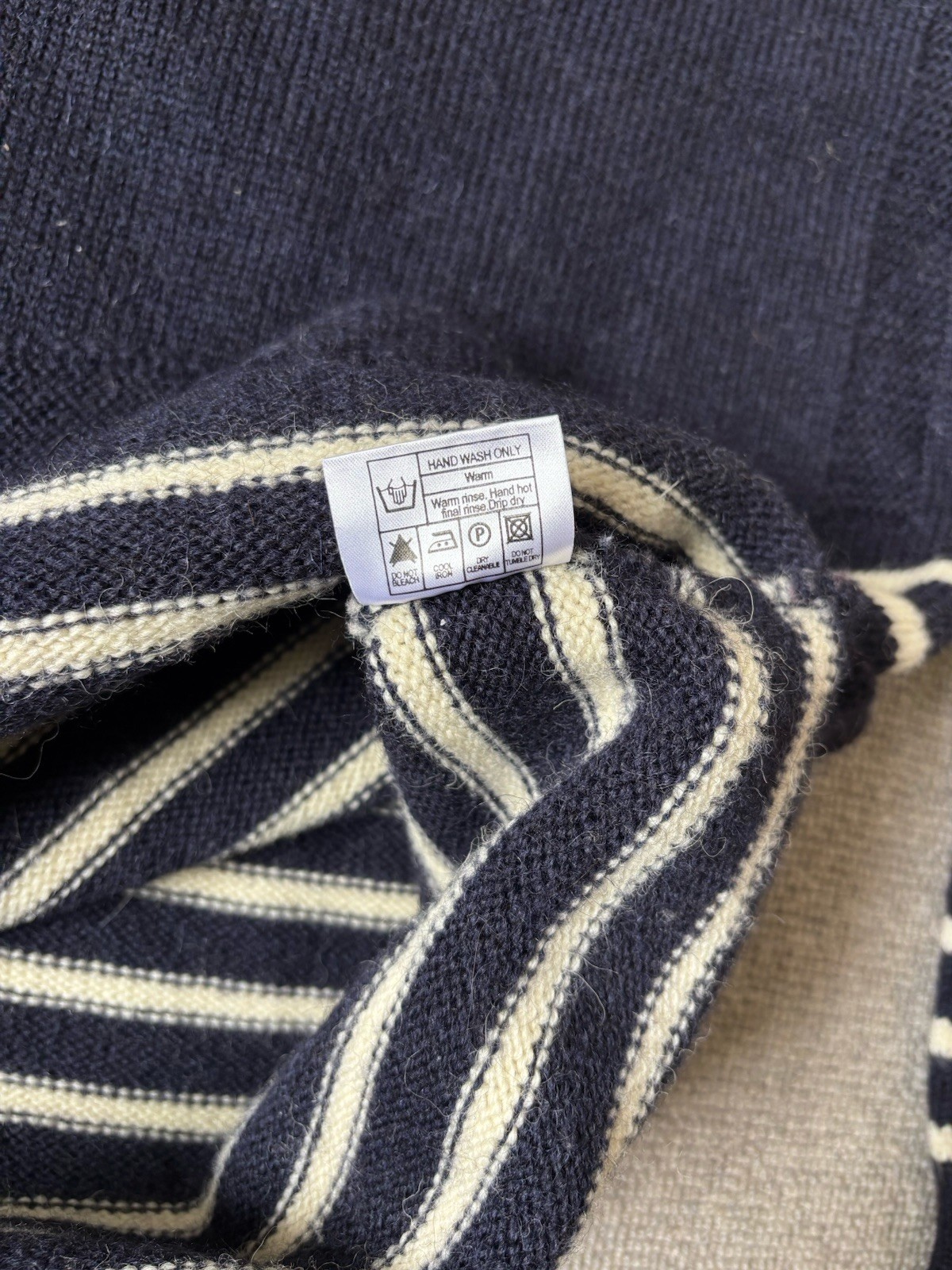 Traditional Guernsey British Wool Naturally Fisherman Jumper Striped Gansey XL