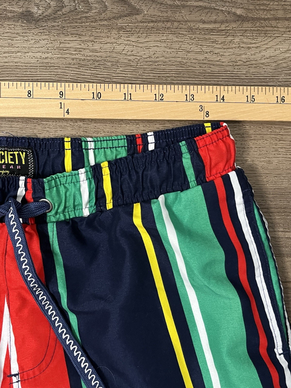 Surf Society Swim Trunks Mens M Lined Striped Multicolor Preppy