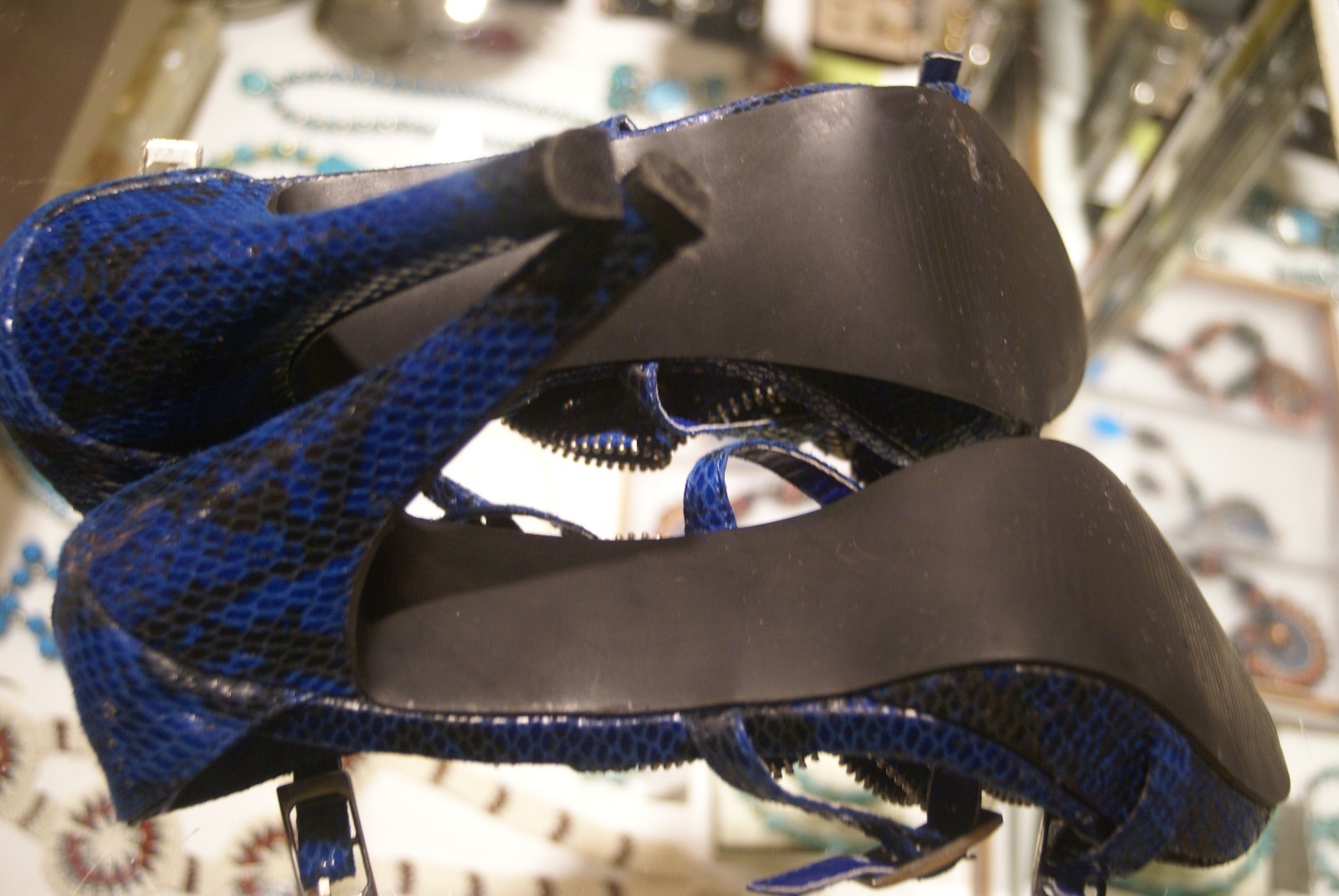 Nadara blue synthetic strappy high (3in and up) heel sandals size 8.5 B