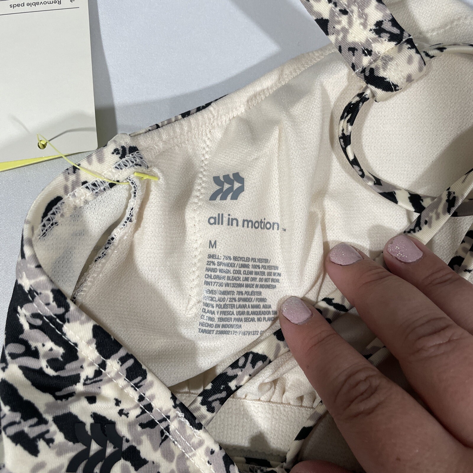 NWT $46 All in Motion [ Medium ] Strappy Bikini Top Boyshort Bottom Animal T451