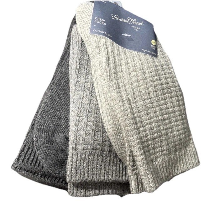 Universal Thread Women’s Waffle Cotton Blend Crew Socks 6 Pair 4-10