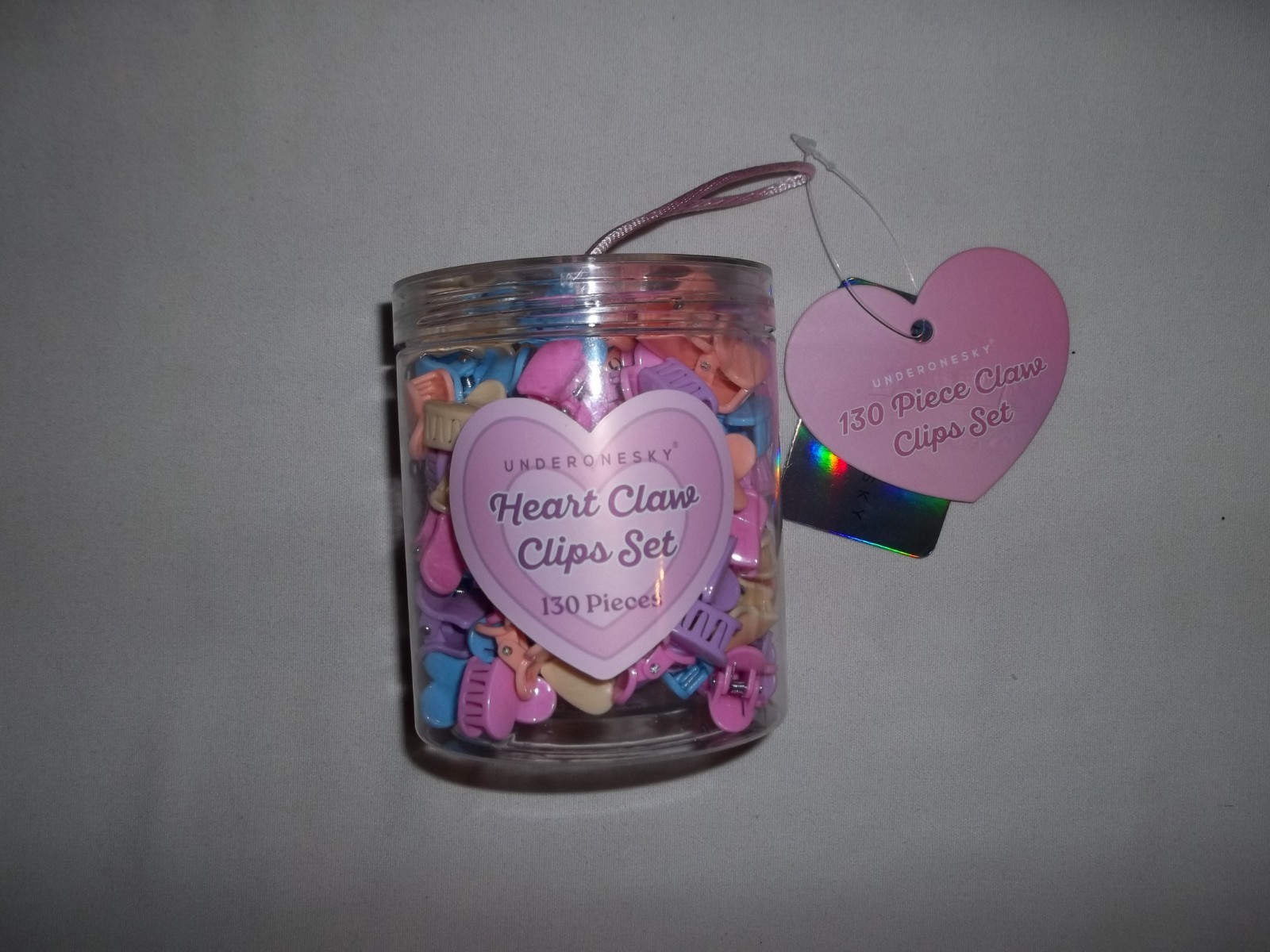 Under One Sky tween girls 130pc plastic pastel heart claw hair clips nip 80s