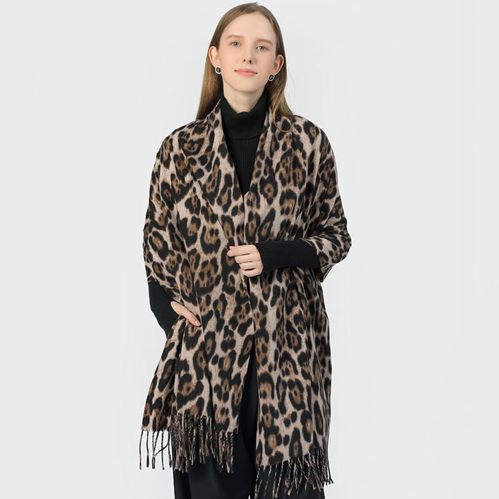 Classic Leopard Print Scarf Winter Warm Animal Soft Cashmere Blanket Shawl