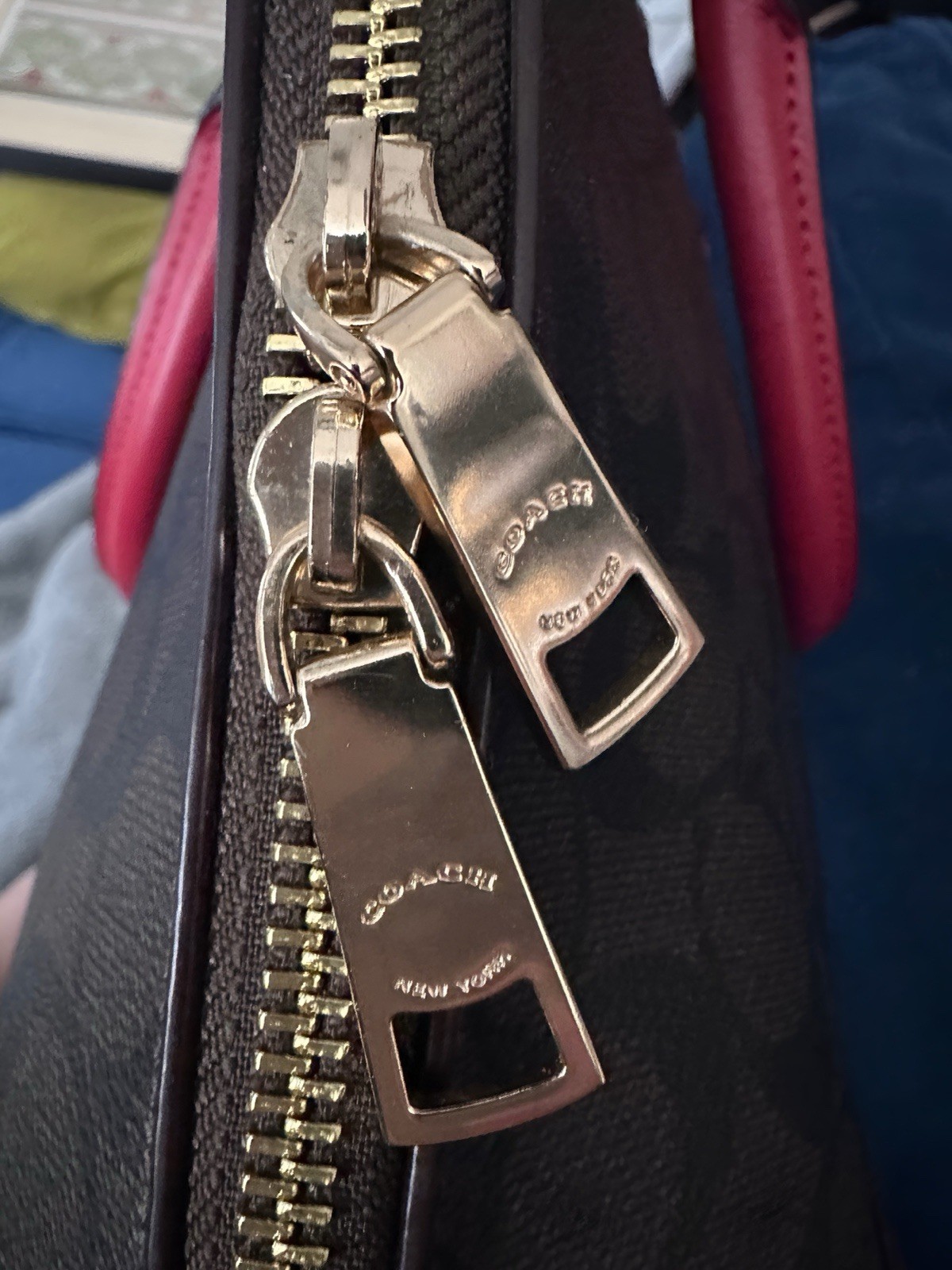 Coach Sierra Satchel Dome Bag Crossbody Bag Signature Brown Leather Red Trim
